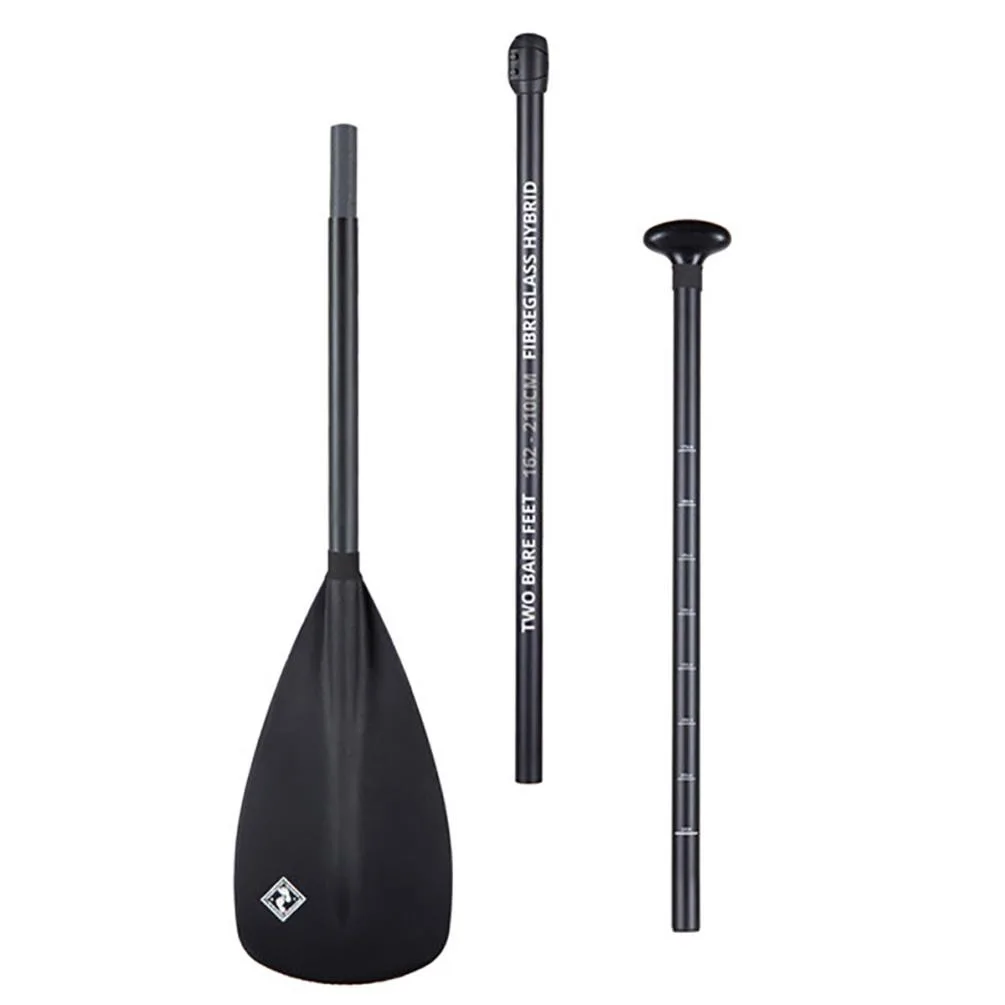 Two Bare Feet 3 Piece Fibreglass Hybrid SUP Paddle - Black