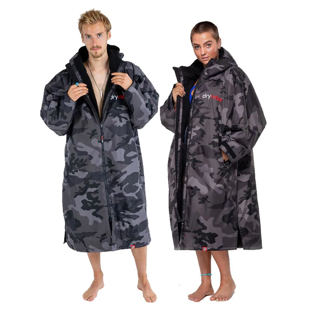 dryrobe Advance Long Sleeve Changing Robe - Black Camo / Black