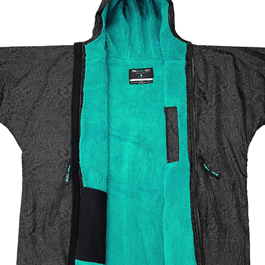 Two Bare Feet Weatherproof Classic Print 3 / 4 Sleeve Changing Robe - Black / Teal Extra Image 2