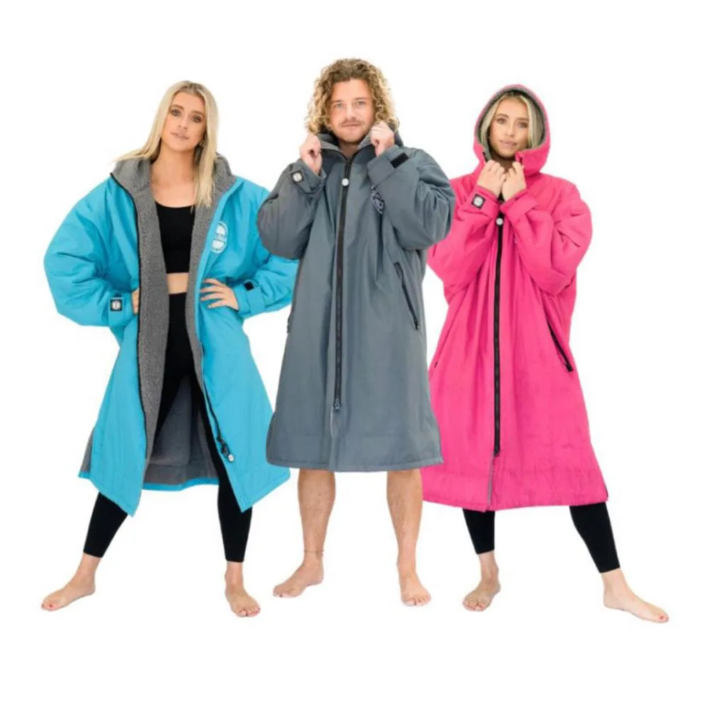 FatStick Weatherproof Fleeced Dry Changing Robe - Grey Extra Image 2