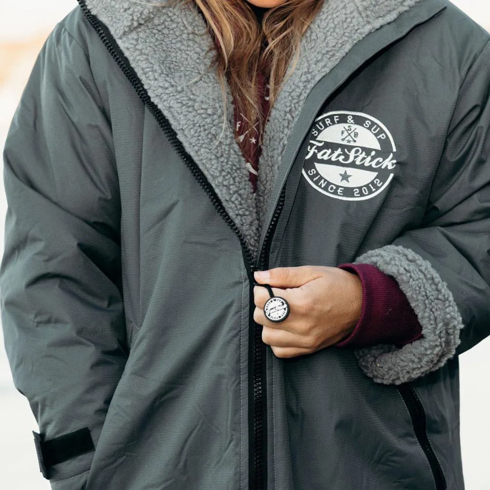 FatStick Weatherproof Fleeced Dry Changing Robe - Grey Extra Image 7