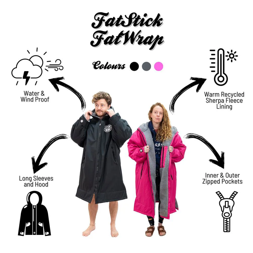 FatStick Weatherproof Fleeced Dry Changing Robe - Pink Extra Image 5