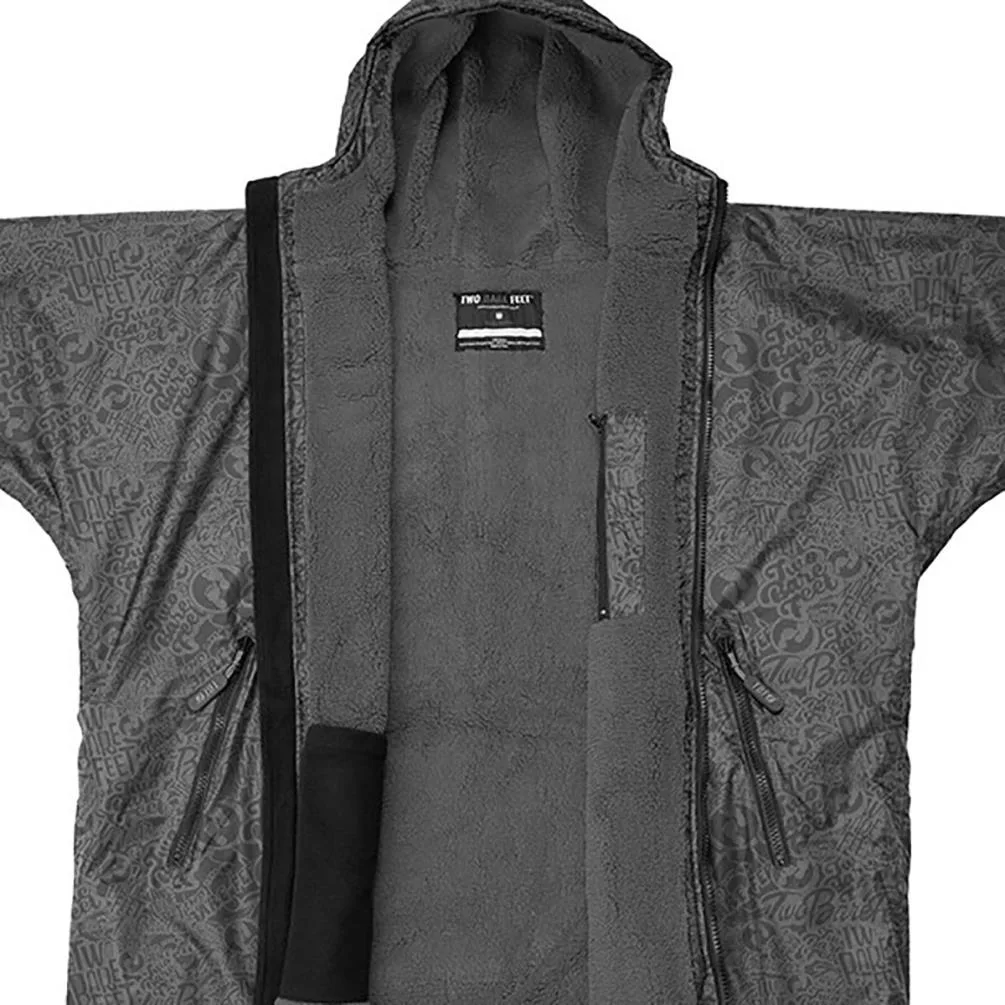 Two Bare Feet Weatherproof Classic Print Changing Robe - Black / Charcoal Extra Image 2