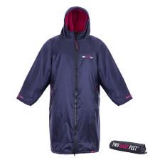 Two Bare Feet Kids Weatherproof Changing Robe &amp; Changing Mat - Navy / Raspberry