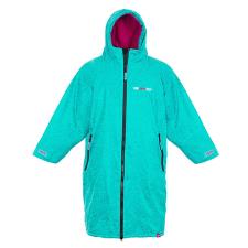 Two Bare Feet Weatherproof Classic Print Changing Robe - Teal / Raspberry