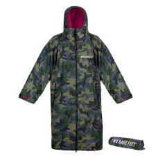 Two Bare Feet Weatherproof Changing Robe & Changing Mat - Green Camo / Raspberry