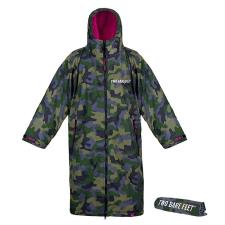Two Bare Feet Kids Weatherproof Changing Robe &amp; Changing Mat - Green Camo / Raspberry